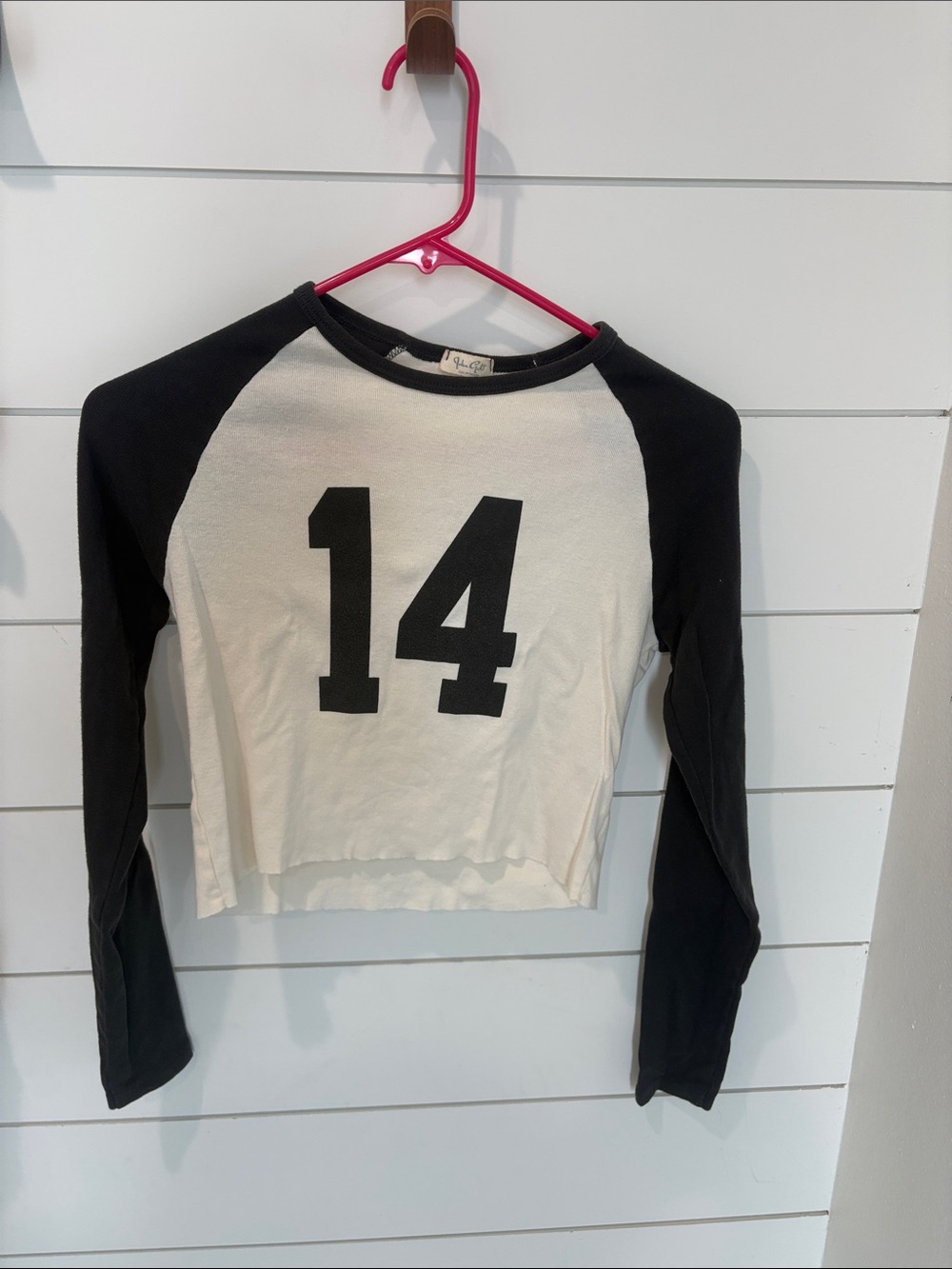 Brandy Melville Black and White '14' Long Sleeve Tee